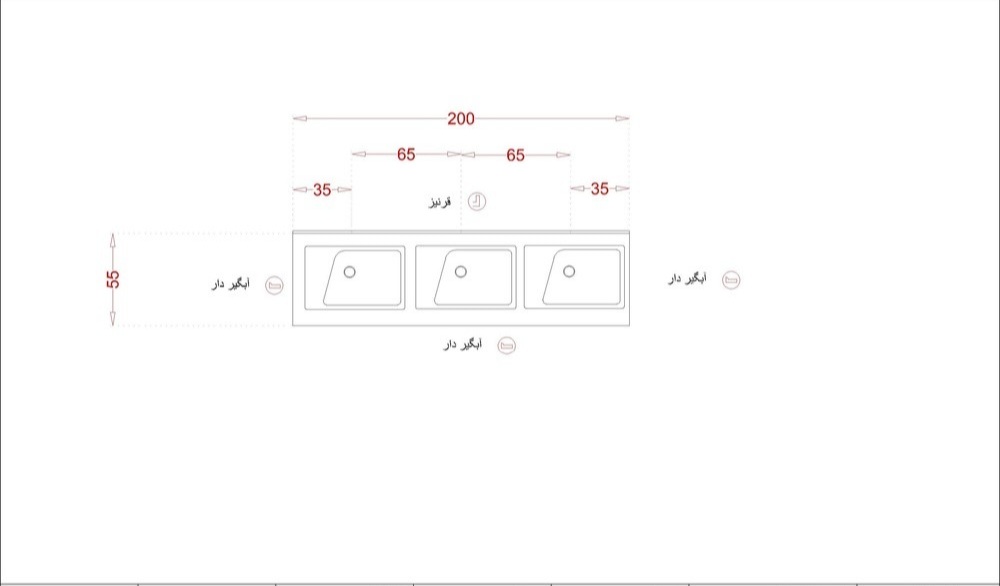 ابعاد روشویی عمومی استاندارد سنگسان مدل 1047