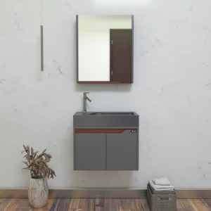 روشویی کابینتی کوچک با آینه داروخانه‌ای آلکا مدل 7060 در سایز 37*58.5