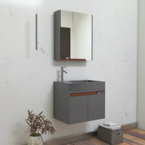 روشویی کابینتی کوچک با آینه داروخانه‌ای آلکا مدل 7060 در سایز 37*58.5
