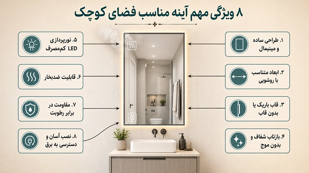 مهم‌ترین ویژگی‌های آینه مناسب فضاهای کوچک