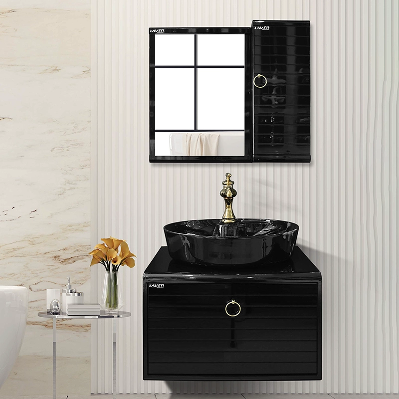 روشویی کابینتی به همراه آینه باکسدار چسبیده