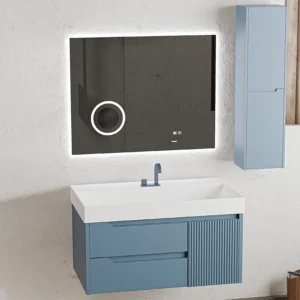 فولست روشویی کابینتی همراه با آینه و باکس کنار آن