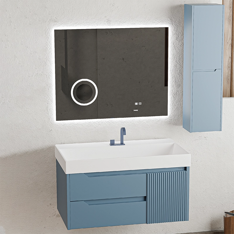 فولست روشویی کابینتی همراه با آینه و باکس کنار آن