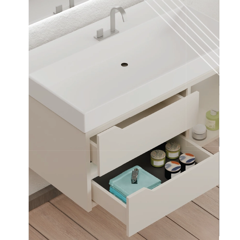 فولست روشویی کابینتی همراه با آینه و باکس کنار آن