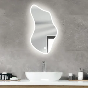 تصویر آینه دکوراتیو دفورمه با نور LED بک لایت